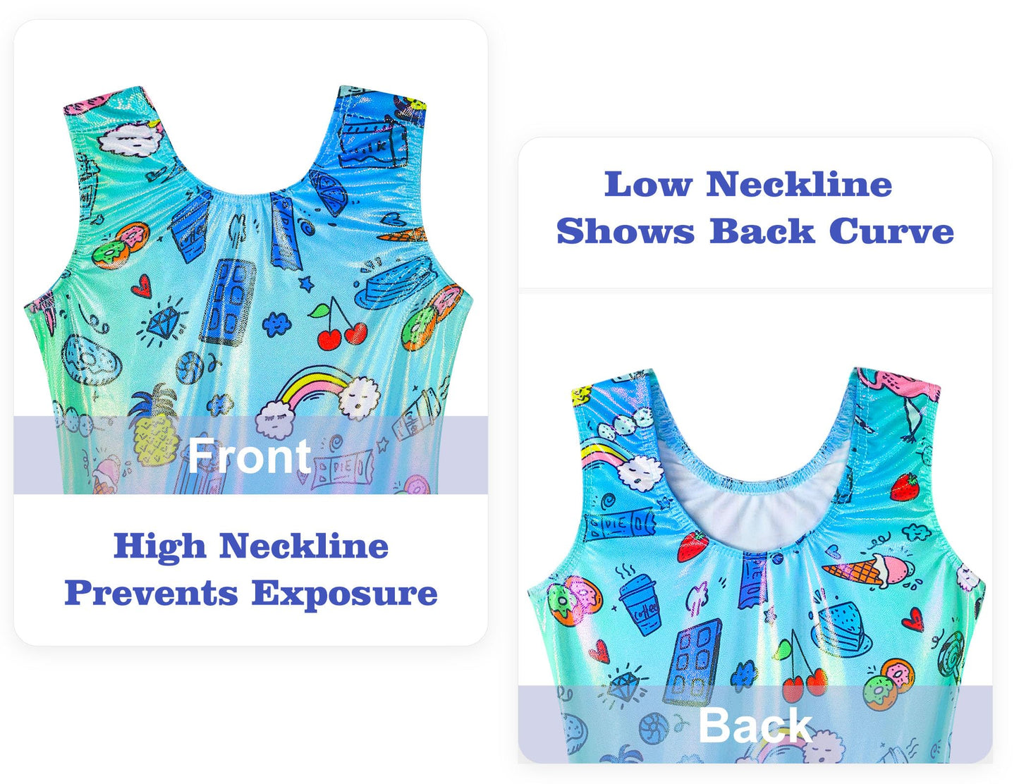 Domusgo Leotards for Girls Gymnastics Size 5-6 Years Old Green Cartoon Line Athletic Bodysuits Kids Sparkle Outfits