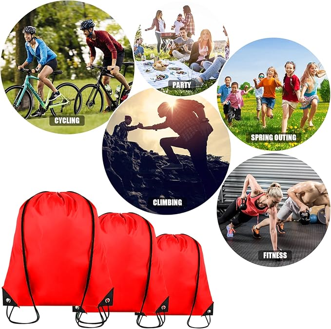 60 Pieces Drawstring Backpack Bulk Cinch Sackpack Ployster Drawstring Bags for Gym Party Trip(Red)