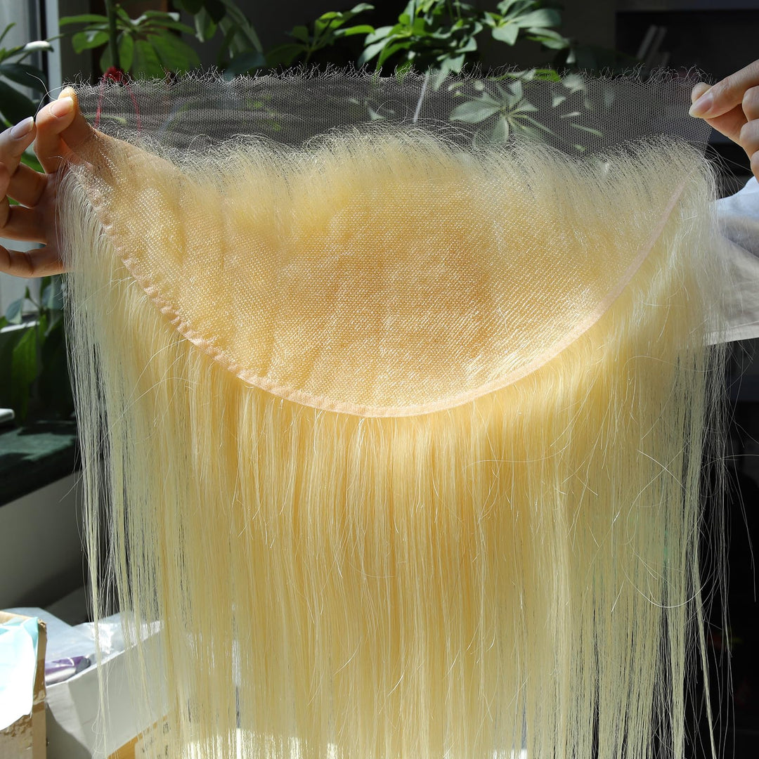 Beeos 13X6 Skinlike Real Hd Lace Frontal Only, 613 Blonde 0.10Mm Ultra-Thin Swiss Lace, Pre-Plucked Natural Hairline Invisible L