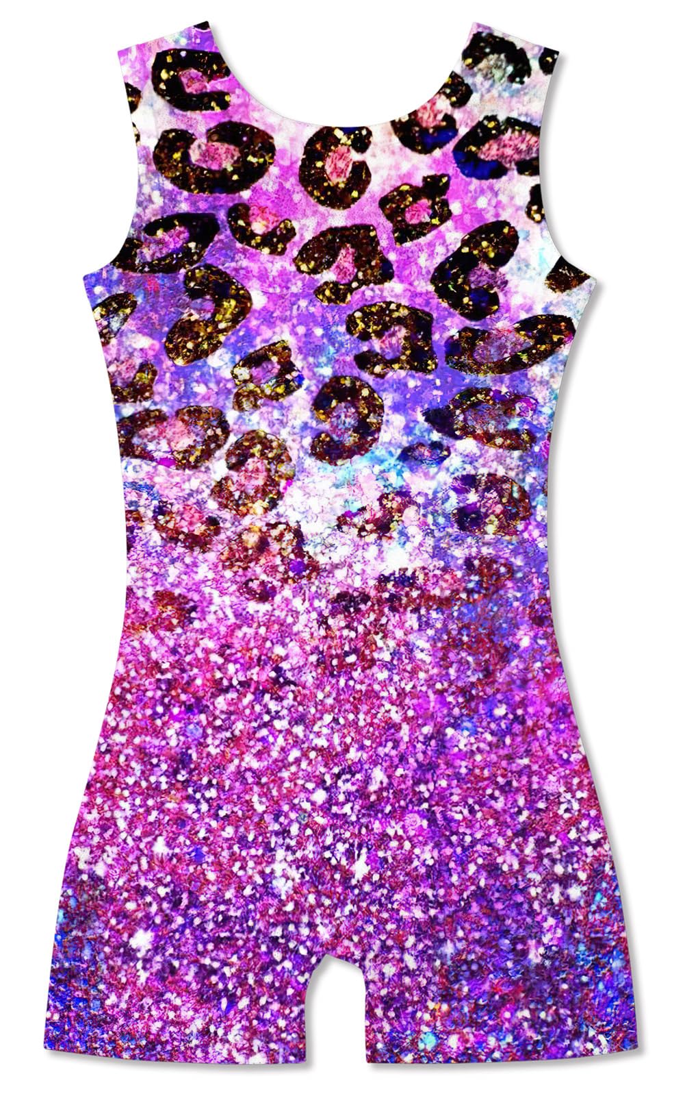TUONROAD Gymnastics Leotard with Shorts for Girls Biketards with Sparkling Leopard Printed 5-6 5/6 Years Old
