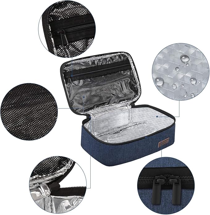 Gloppie Small Lunch Bag for Men Women Kids Insulated Lunch Box Mini Lunchbox Portable Cooler Bags Adult Thermal Lunch Boxes Reusable Snack Bag, Blue