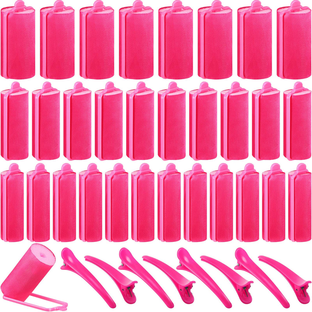 40 Pieces Sponge Hair Rollers Satin Rollers For Black Hair, Silk Rollers Foam Hair Rollers Hair Curlers With Duck Teeth Hair Cli