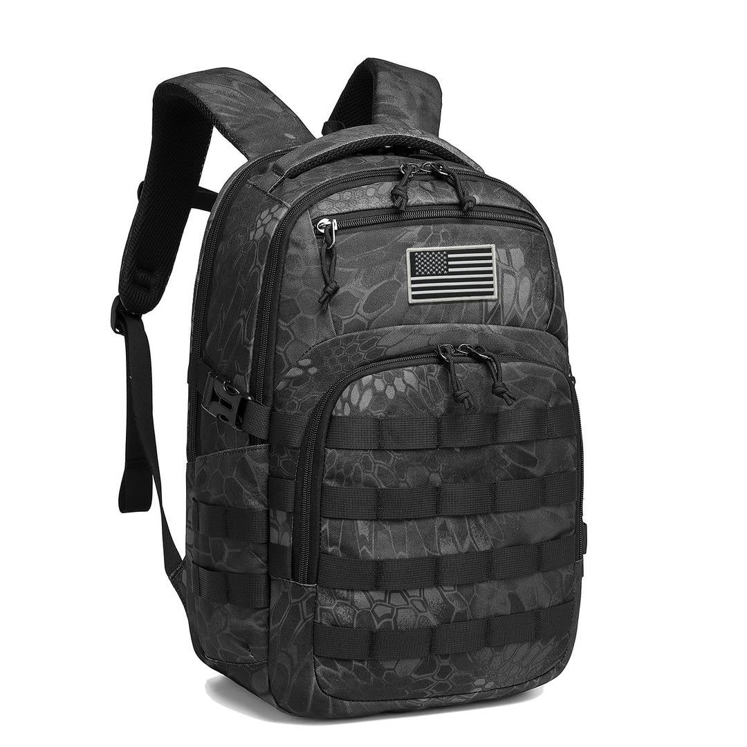 Wotony Military tactical backpack, backpack for men black tactical backpack small tactical backpack assault bag (Python Black, 18.5 inch)
