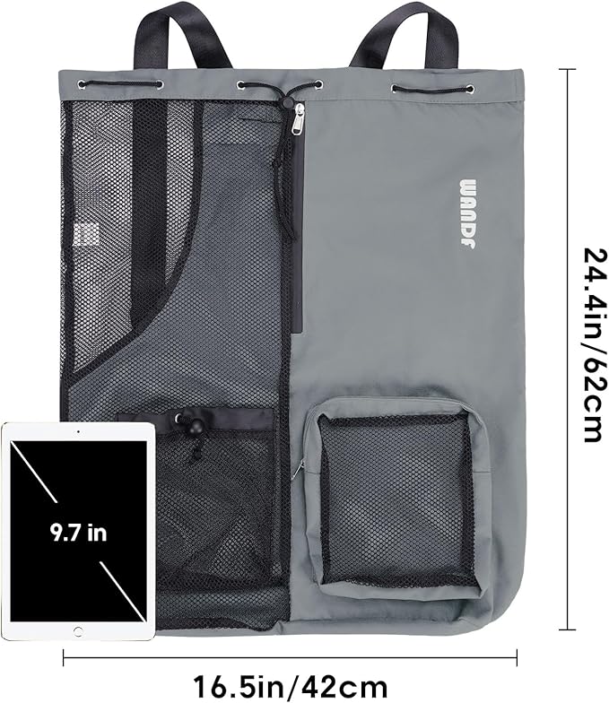 WANDF Swim Bag Mesh Drawstring Backpack with Wet Pocket for Swimming, Gym, and Workout Gear