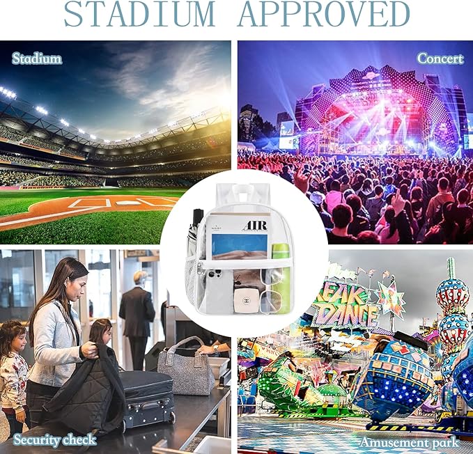 USPECLARE Clear Backpack for Stadium Approved 12×6×12, Water proof Clear Bag for Stadium Events and Concert Work Sport Event