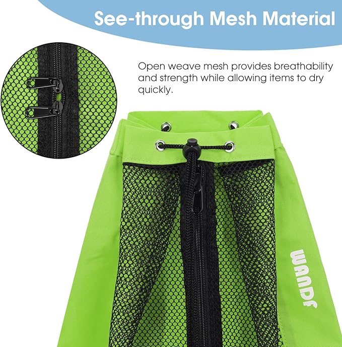 WANDF Swim Bag Mesh Drawstring Backpack Beach Backpack for Swimming, Gym, and Workout Gear