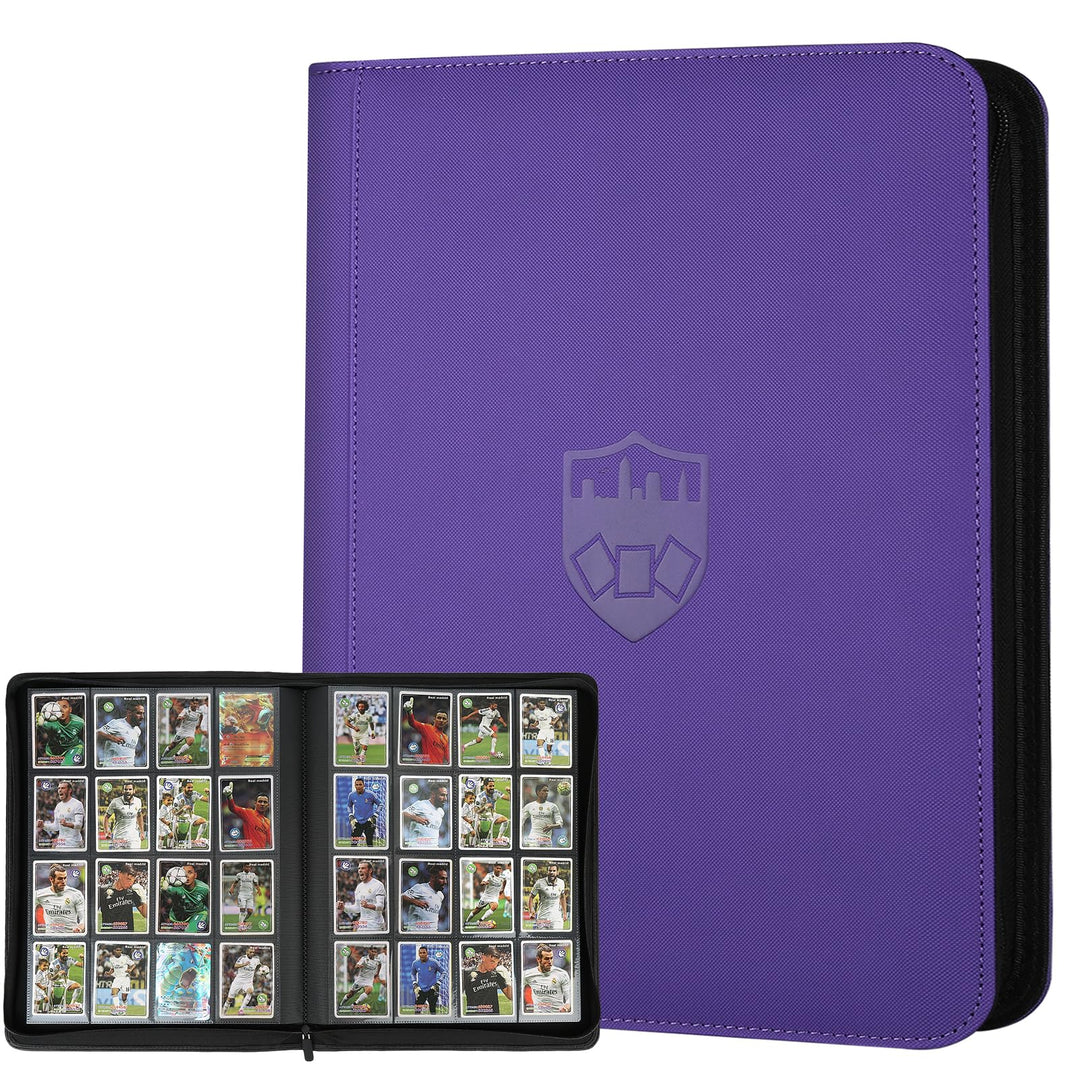 Trading Card Binder 16 Pocket, GERMUN PU Cover Card Binder for 1000+ Cards, Premium Trading Card Holder Folders, Double Sided Pocket Card Album for MTG, TCG (Purple)