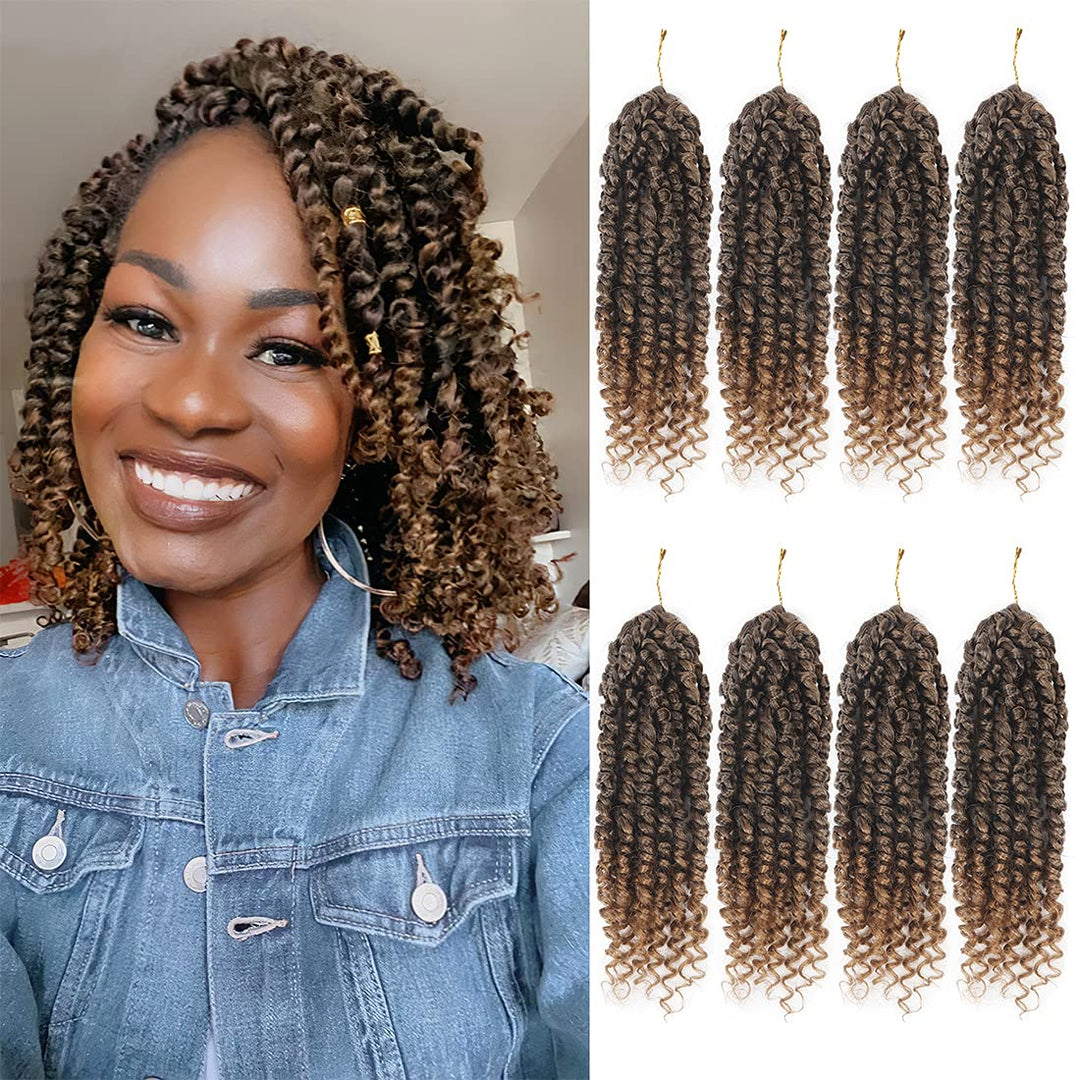 Pre-Twisted Passion Twist Crochet Hair 10 Inch 8 Packs Crochet Passion Twists Hair, Pre Looped Short Passion Twist Hair Ombre Cr