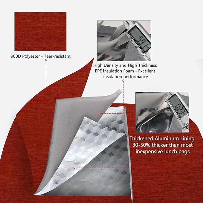 Gloppie Small Lunch Bag Insulated Lunch Box for Women Girls Kids Mini Lunchbox Adult Portable Cooler Bags Reusable Snack Bag Thermal Lunch Boxes, Wine Red