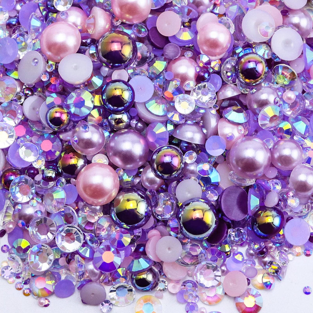 Briskbloom 60G Mix Flatback Pearls And Rhinestones For Crafts, 3620Pcs Flatback Pearl Rhinestones For Tumblers Nail Face Art, Je