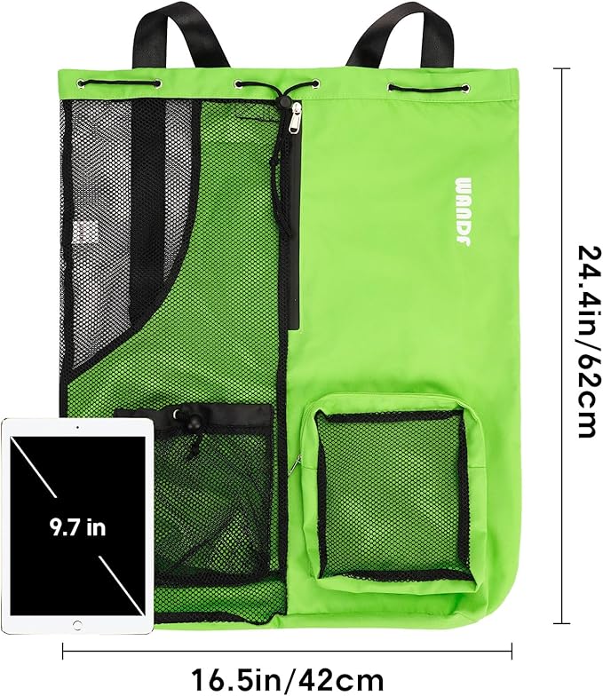 WANDF Swim Bag Mesh Drawstring Backpack with Wet Pocket for Swimming, Gym, and Workout Gear
