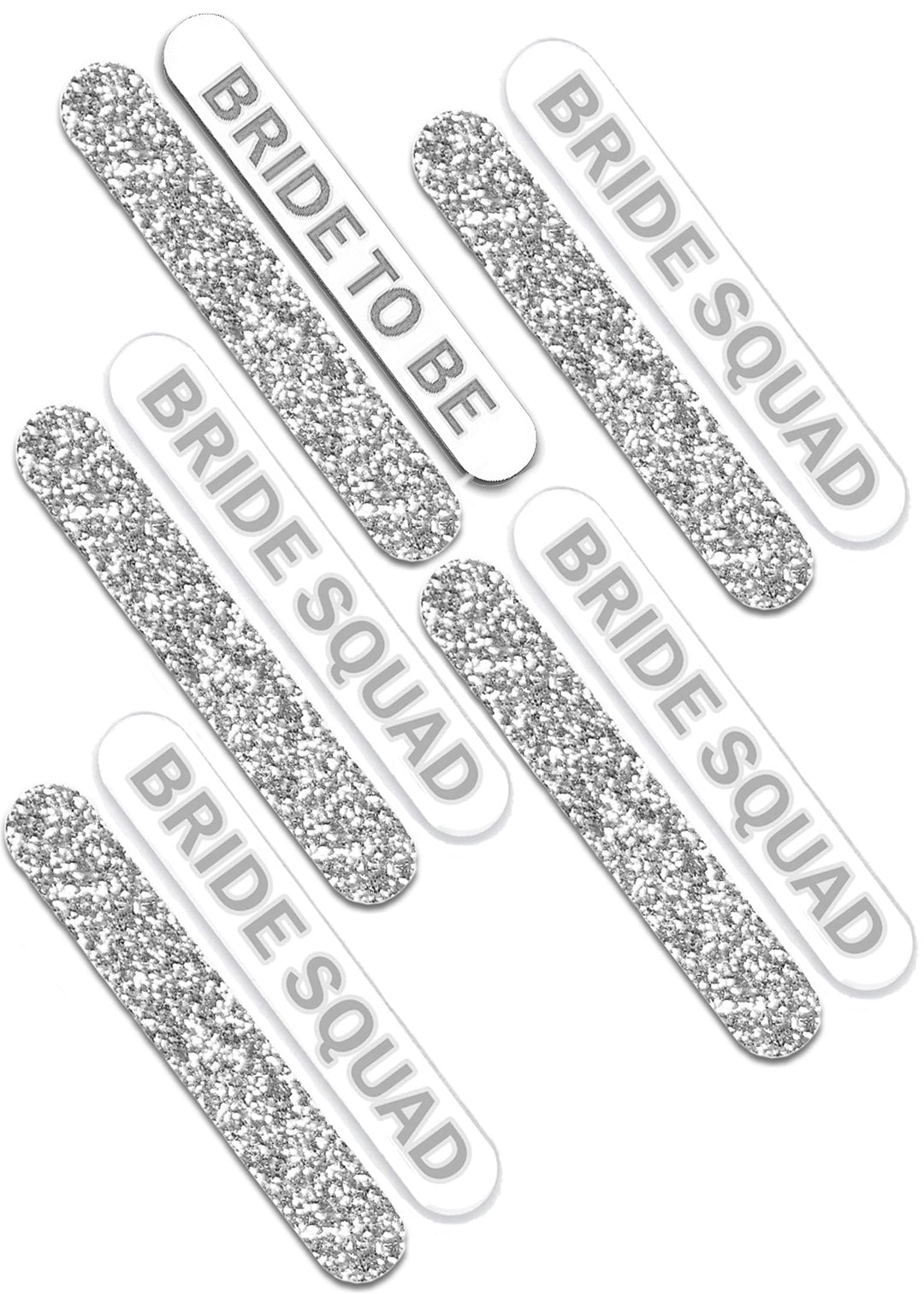 Bridal Survival Kit For Wedding Day - Set Of 10 Silver Sparkle Bridal Party Nail Files (2) Bride To Be, (8) Bride Squad - Bulk N