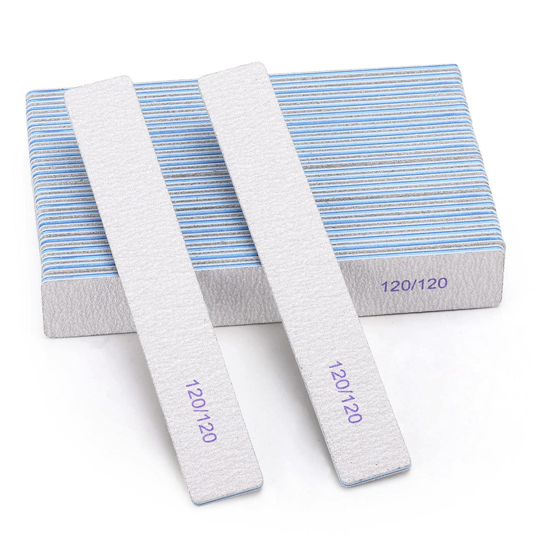 25 Pieces 120 Grit Rectangle Nail Files For Acrylic Nails And Natural Nails, Reusable Nail Buffers Double Sided Emery Boards Man