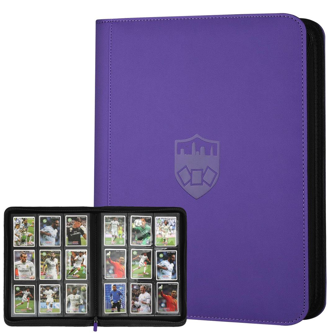 Trading Card Binder 9 Pocket, GERMUN PU Cover Card Binder for 360 Cards, Premium Trading Card Holder Folders, Double Sided Pocket Card Album for MTG, TCG (Purple)