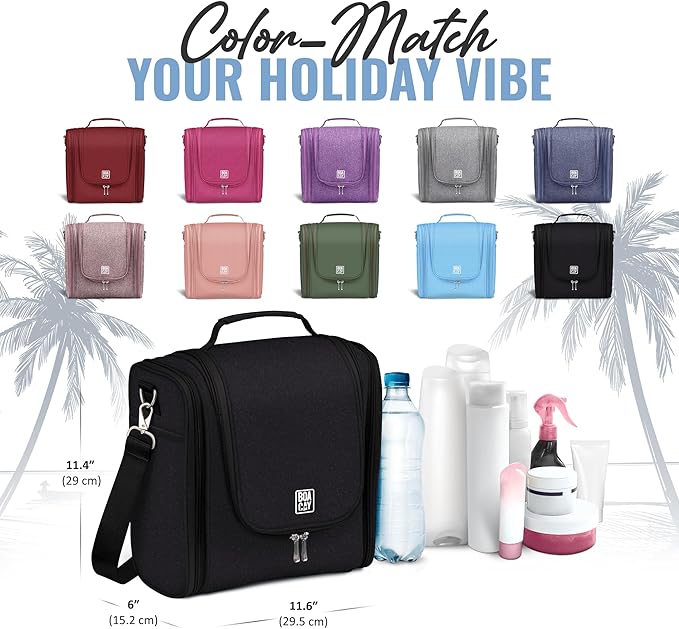 BOACAY Extra Large Hanging Travel Toiletry Bag for Women and Men, Makeup Bag, Bathroom & Shower Organizer Kit for Accessories, Cosmetics, Essentials