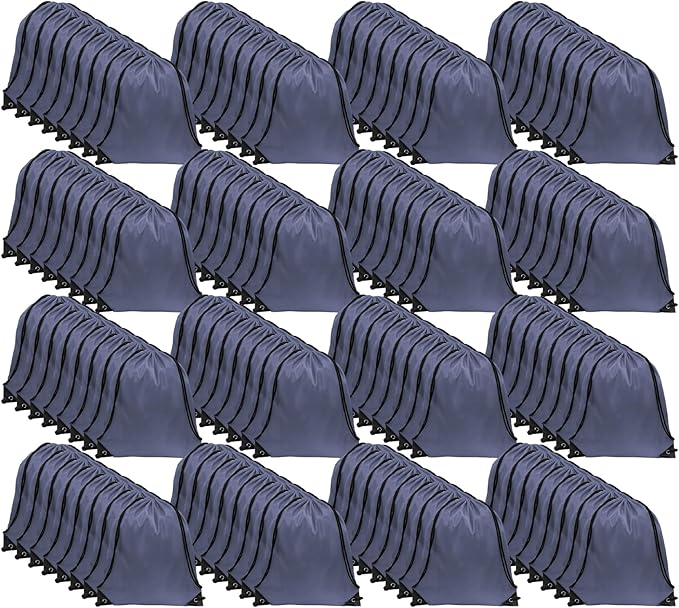 GoodtoU Drawstring Bags, Nylon Backpacks - Drawstring Gym Bags for Sport, Traveling, Team (Grey, 128Pcs)