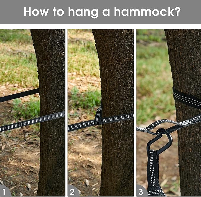 G4Free Large Camping Hammock with Mosquito Net 2 Person Pop-up Parachute Lightweight Hanging Hammocks Tree Straps Swing Bed for Outdoor Backpacking Backyard Hiking