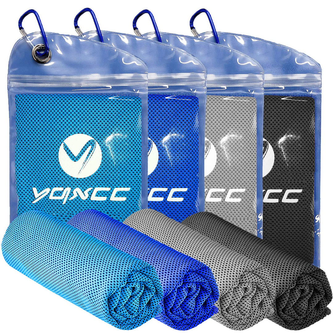 YQXCC 4 Pack Cooling Towel (47"x12") Ice Towel for Neck, Microfiber Cool Towel, Soft Breathable Chilly Towel for Yoga, Sports, Golf, Gym, Camping, Running, Fitness, Workout & More Activities