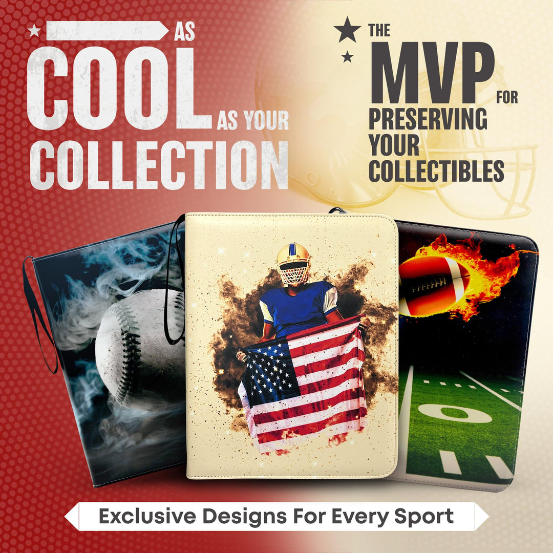 Football Card Binder with 900 Pockets, The Ultimate Football Card Holder Includes 50 Page Storage Sleeves to Organize and Protect Your Sports Cards Like a Pro (American Flag)