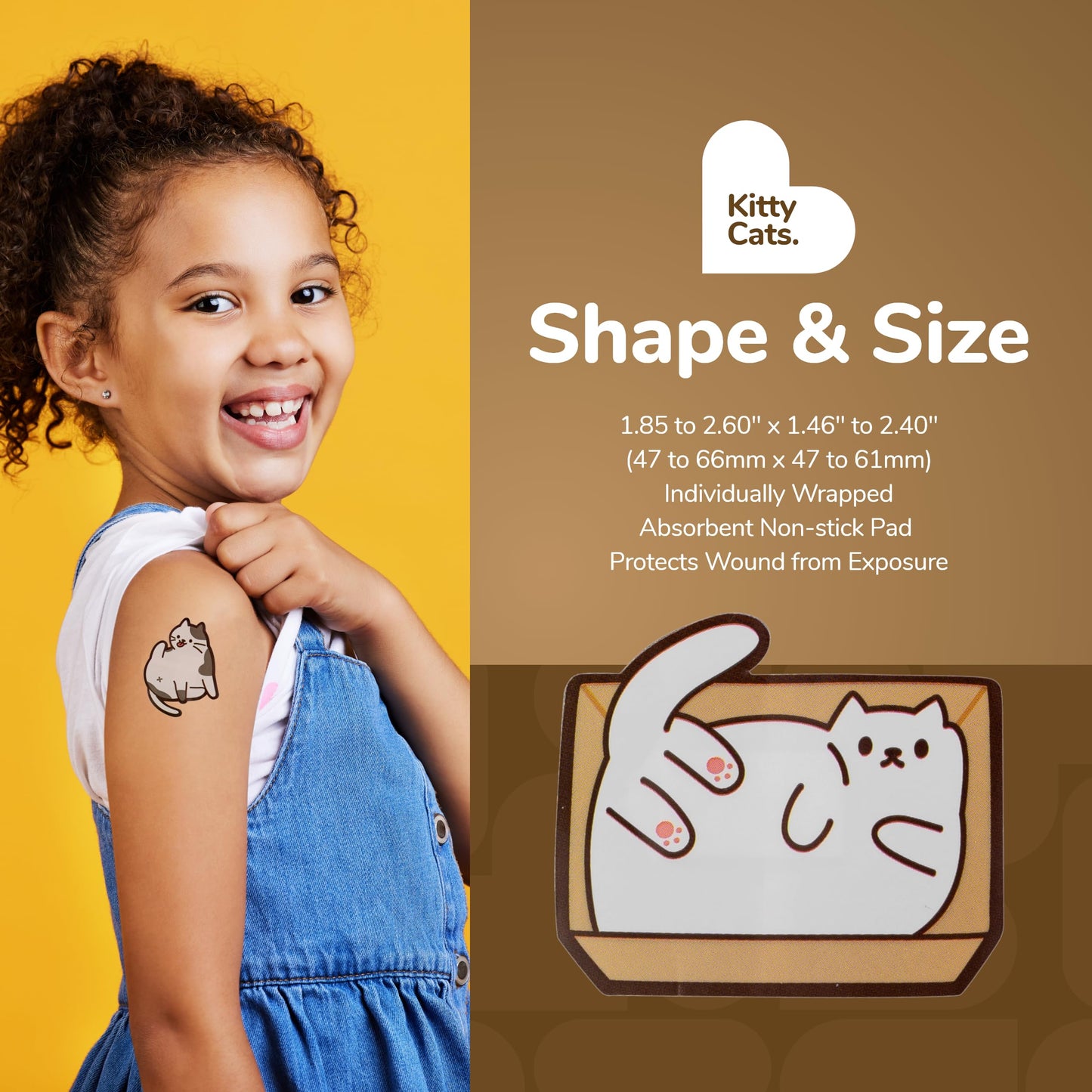 BioSwiss Bandages, Kitty Cats Shaped Self Adhesive Bandage, Latex Free Sterile Wound Care, Fun First Aid Kit Supplies for Kids and Adults, 24 Count