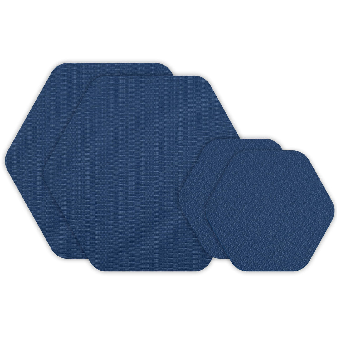 GEAR AID Tenacious Tape Hex 2.5” and 1.5” Shapes, Micro-Ripstop Outdoor Fabric Repair Patches, Peel-and-Stick to Fix Holes and Burns in Down Jackets, Rain Gear, Tents, Tarps and More, Blue, 4 Patches
