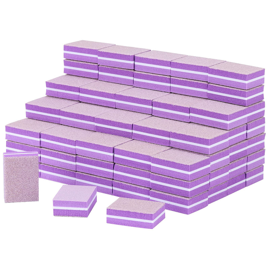 100 Pcs Mini Buffers For Nails 180/100 Grit Mini Nail Buffer Purple Nail Buffers For Natural Nails