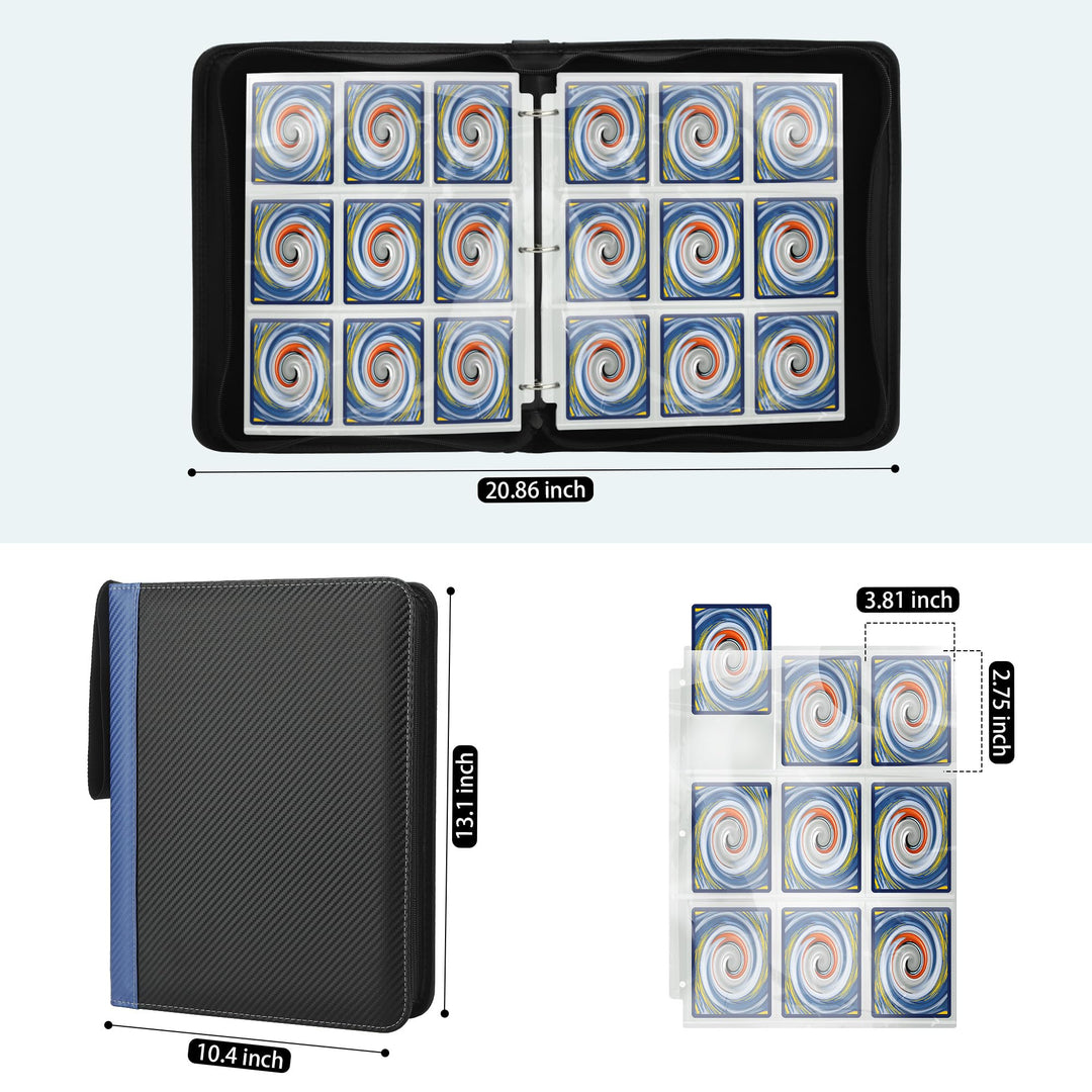 TCGUARD 9 Pockets Trading Card Binder with Sleeves Card Organizer, 900 Double Sided Pocket PU Card Collection Binder, Baseball Binder,for Sports Card, MTG, TCG Yugioh Card (Blue)