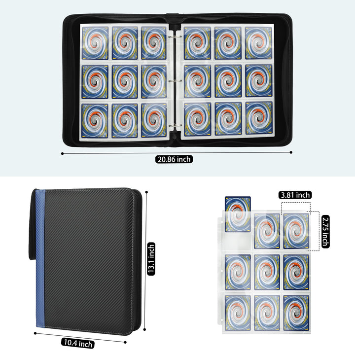 TCGUARD 9 Pockets Trading Card Binder with Sleeves Card Organizer, 900 Double Sided Pocket PU Card Collection Binder, Baseball Binder,for Sports Card, MTG, TCG Yugioh Card (Blue)
