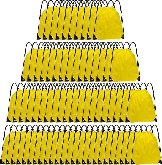Drawstring Backpack Bulk 70Pcs String Backpack Drawstring Bags Cinch Bag Sackpack for Men Women Gym(Yellow)