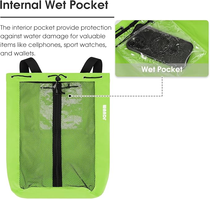 WANDF Swim Bag Mesh Drawstring Backpack Beach Backpack for Swimming, Gym, and Workout Gear