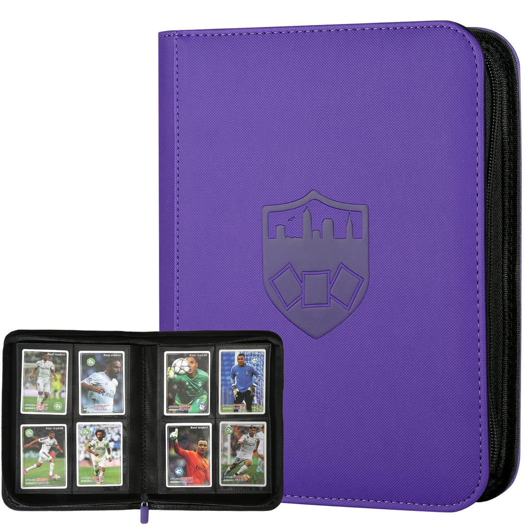 Trading Card Binder 4 Pocket, GERMUN PU Cover Card Binder for 160 Cards, Premium Trading Card Holder Folders, Double Sided Pocket Card Album for MTG, TCG (Purple)