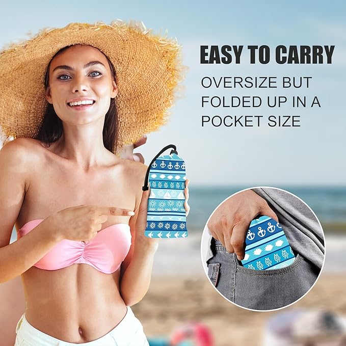 Large Beach Blanket Waterproof Sandproof 108"x 82" for 1-6 Adults,Quick Drying Beach Mat,Lightweight & Durable,Beach Essentials for Family Beach Camping Travel Picnic