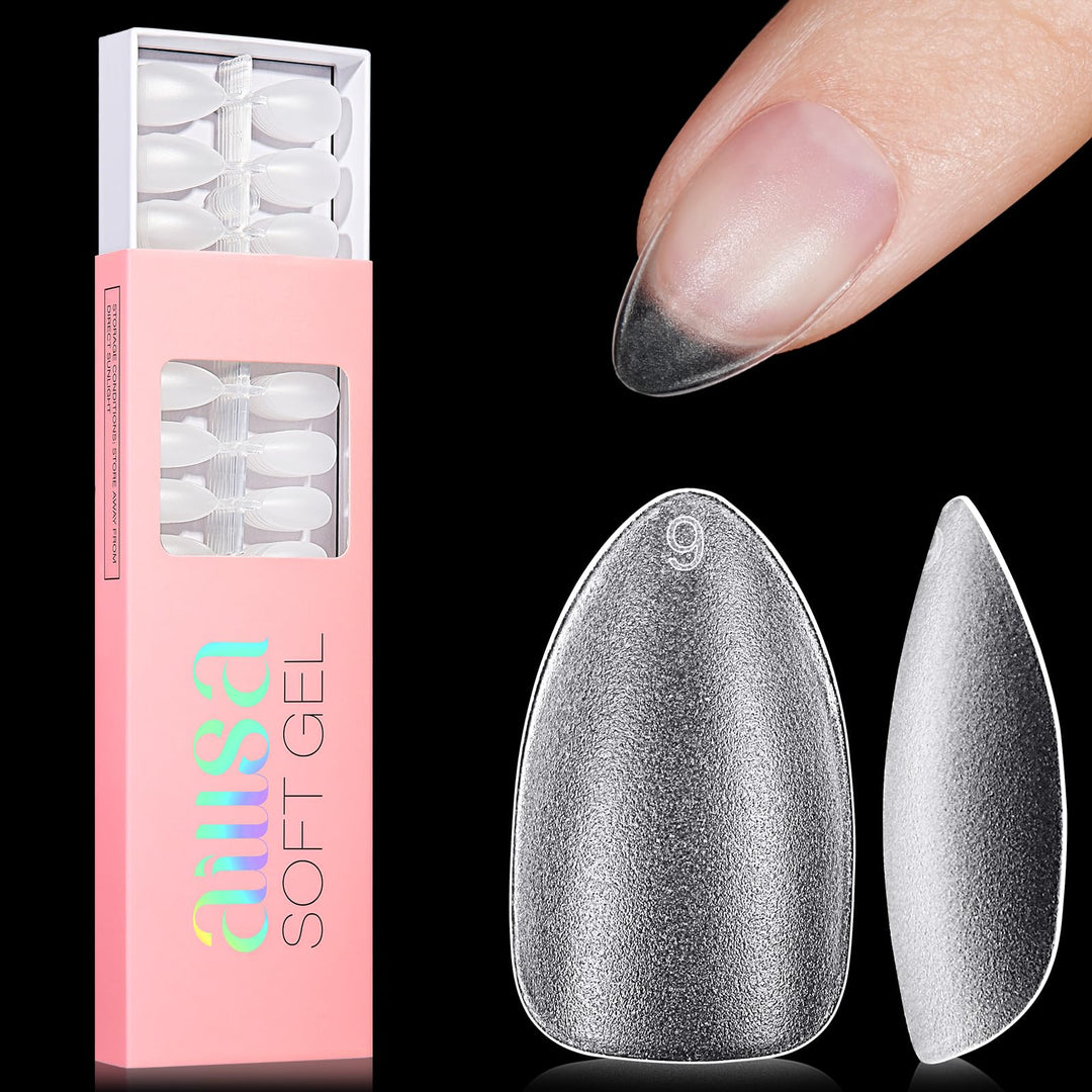Aillsa Short Almond Nail Tips - Upgraded Matte Soft Gel Nail Tips No Filed, Pre-Shaped Full Cover Short Almond Nails Clear Acryl