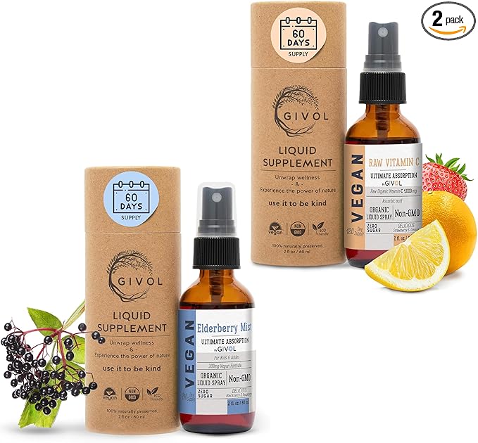 Organic Elderberry Mist-Sambucus Nigra (Extra Strength) and Vitamin C Extra Strength Spray Mist: Daily Absorption Liquid Extract - Non-GMO - Immune Boost Optimizes Wellness Benefits