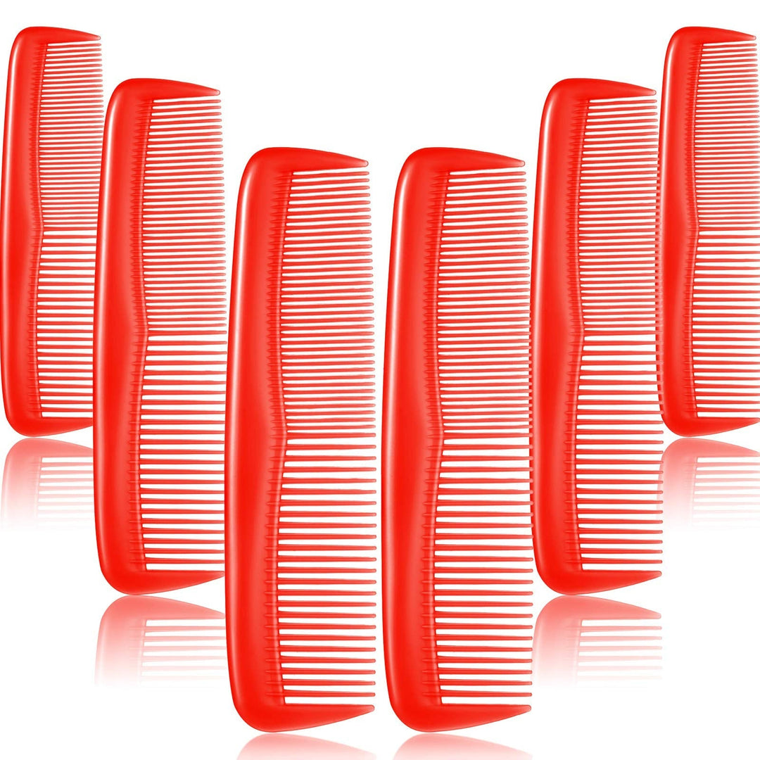 Leinuosen 12 Pieces Hair Combs Set Pocket Plastic Fine Tooth Dressing Comb For Women And Men, Peines Para Cabello(Red)
