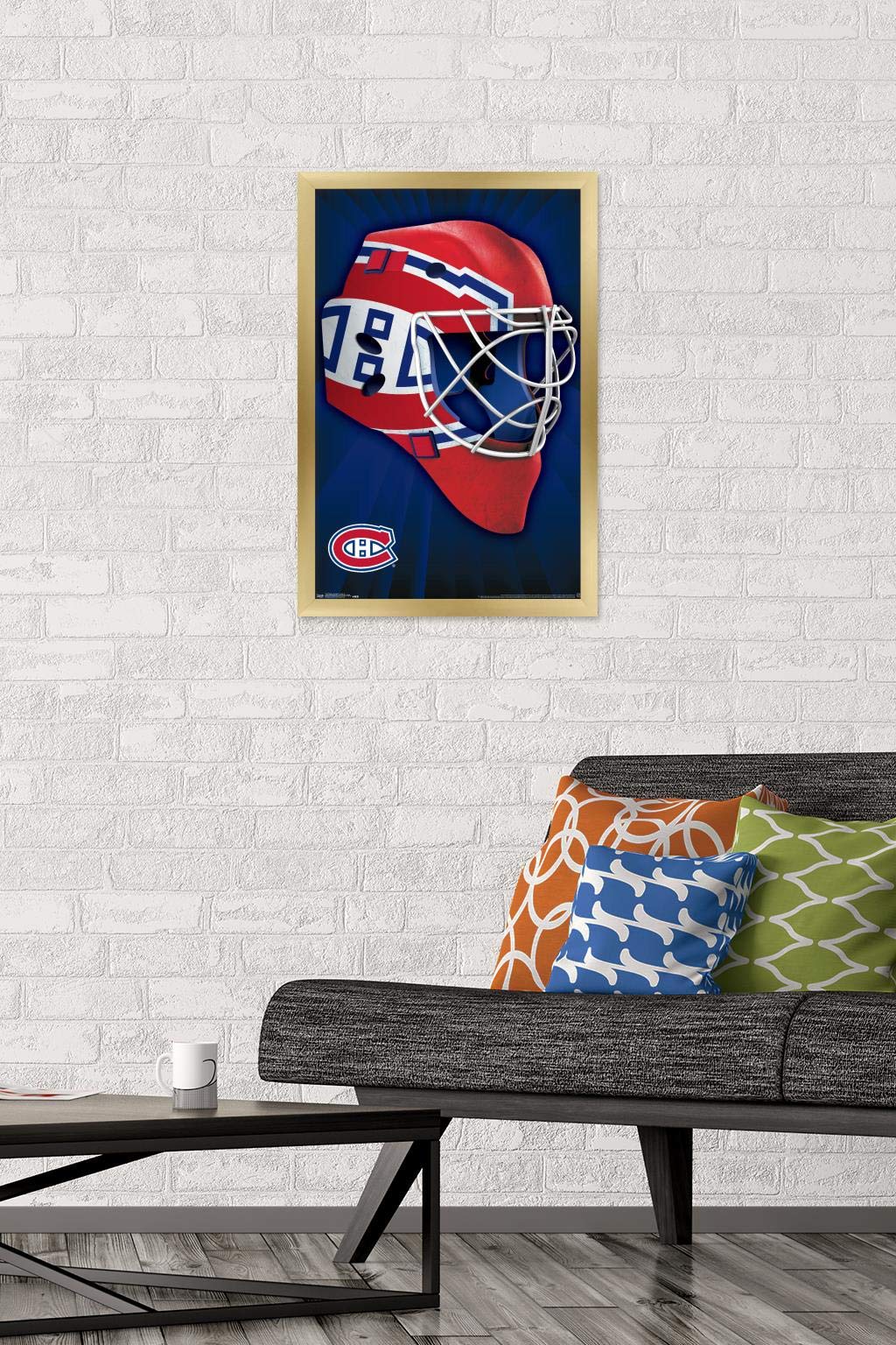 Trends International NHL Montreal Canadiens - Mask 16 Wall Poster, 14.725" x 22.375", Gold Framed Version