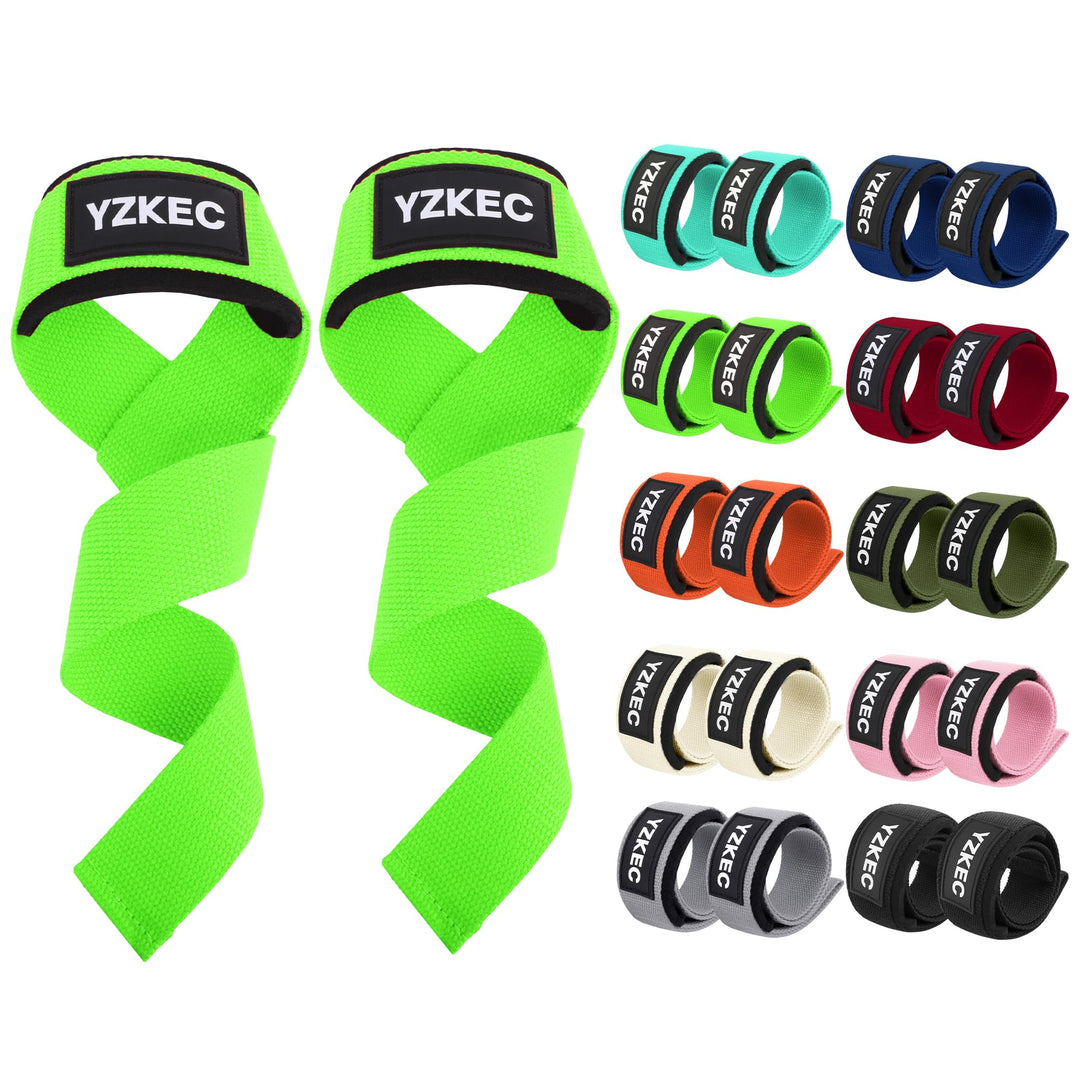 YZKEC 24" Cotton Weight Lifting Wrist Straps with Neoprene Cushioned Padded for Wrist Support and Protection,Weightlifting,Strength Training,Bodybuilding,Powerlifting,Dumbbell Workout,Men and Women
