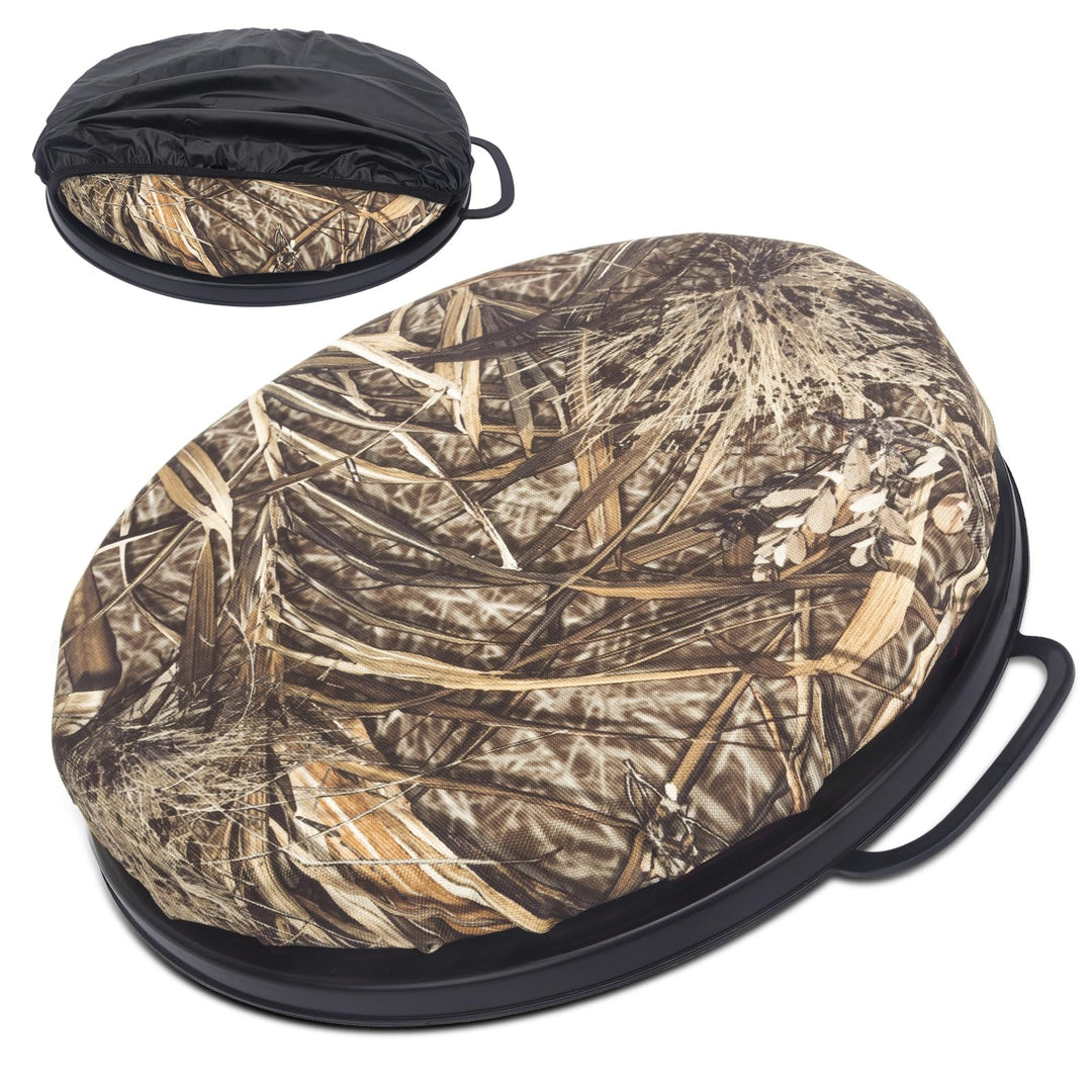 WarBull Bucket Seat 5 Gallon, 360-Degree Swivel Bucket Cushion, Shadow Grass Camo Padded Bucket Lid, for Hunting, Ice Fishing, Gardening and Camping, Quiet, Comfortable, Waterproof