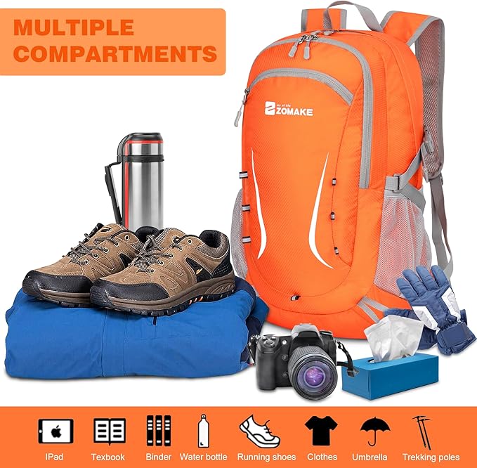 ZOMAKE Lightweight Packable Backpack 35L, Foldable Backpacks Water Resistant Collapsible Light Daypack for Hiking