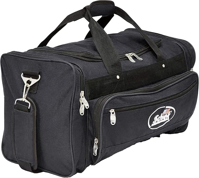 Schiek Sports Deluxe Gym Bag - Nylon Fabric Workout Bag with Adjustable Shoulder Strap