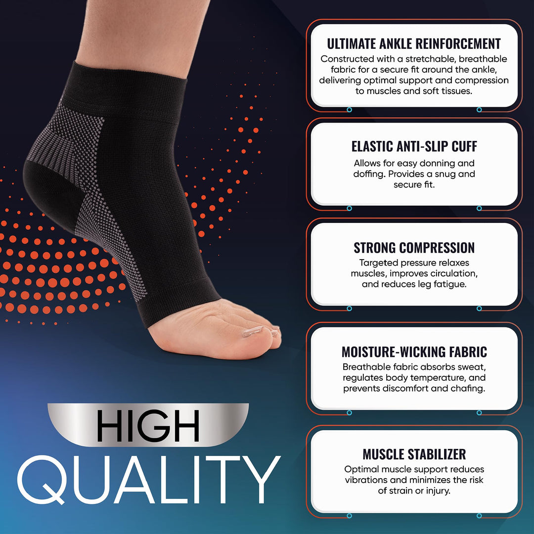 PhysFlex Compression Socks for Plantar Fasciitis, Achilles Tendonitis Relief - (1 Pair) Ankle Compression Sleeve for Heel Spurs, Foot Swelling & Fatigue - Arch Support Brace for Everyday Use