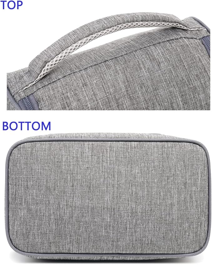 FlowFly Double Decker Cooler Insulated Lunch Bag Large Tote for Boys, Girls, Men, Women, With Adjustable Strap (Grey)