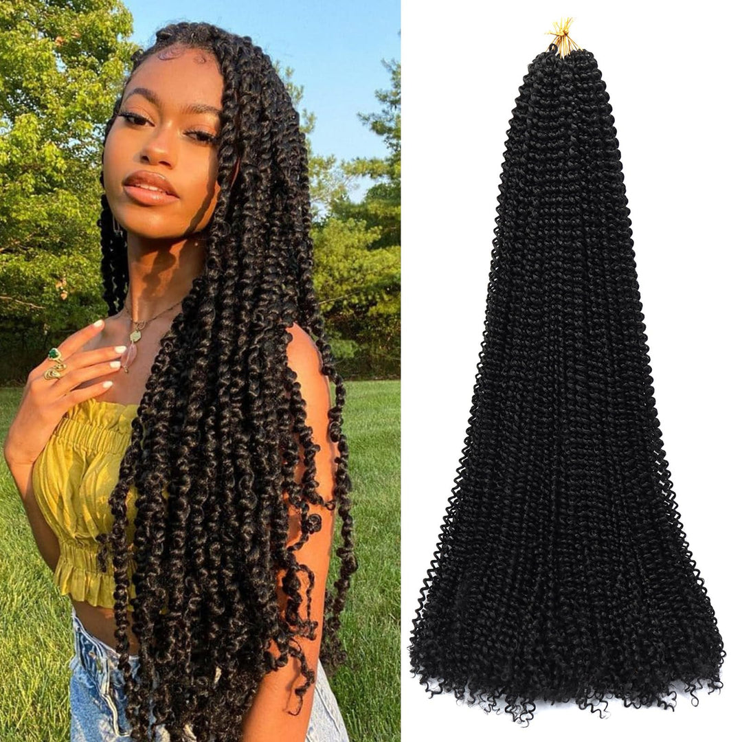 Dorsanee Passion Twist Hair 30 Inch 7 Packs Water Wave Crochet Hair Long Bohemian Curly Braiding Hair for Butterfly Locs, Faux Locs, Boho Style Spring Twist Crochet Braids (1B#)