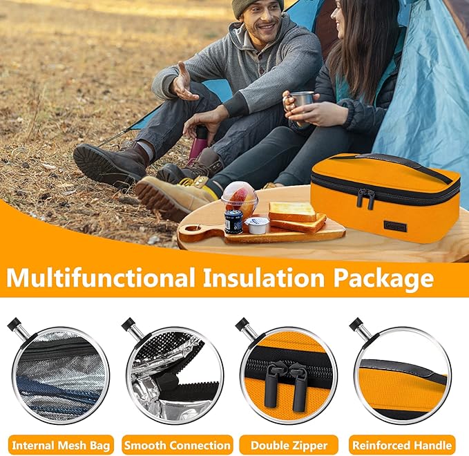 Gloppie Mini Lunch Box Small Lunch Bag for Children Insulated Lunch Bag for Kids, CPC Certified | Child-Safe Materials, Thermal LunchBox Reusable Sandwich Bags Snack Box, Orange