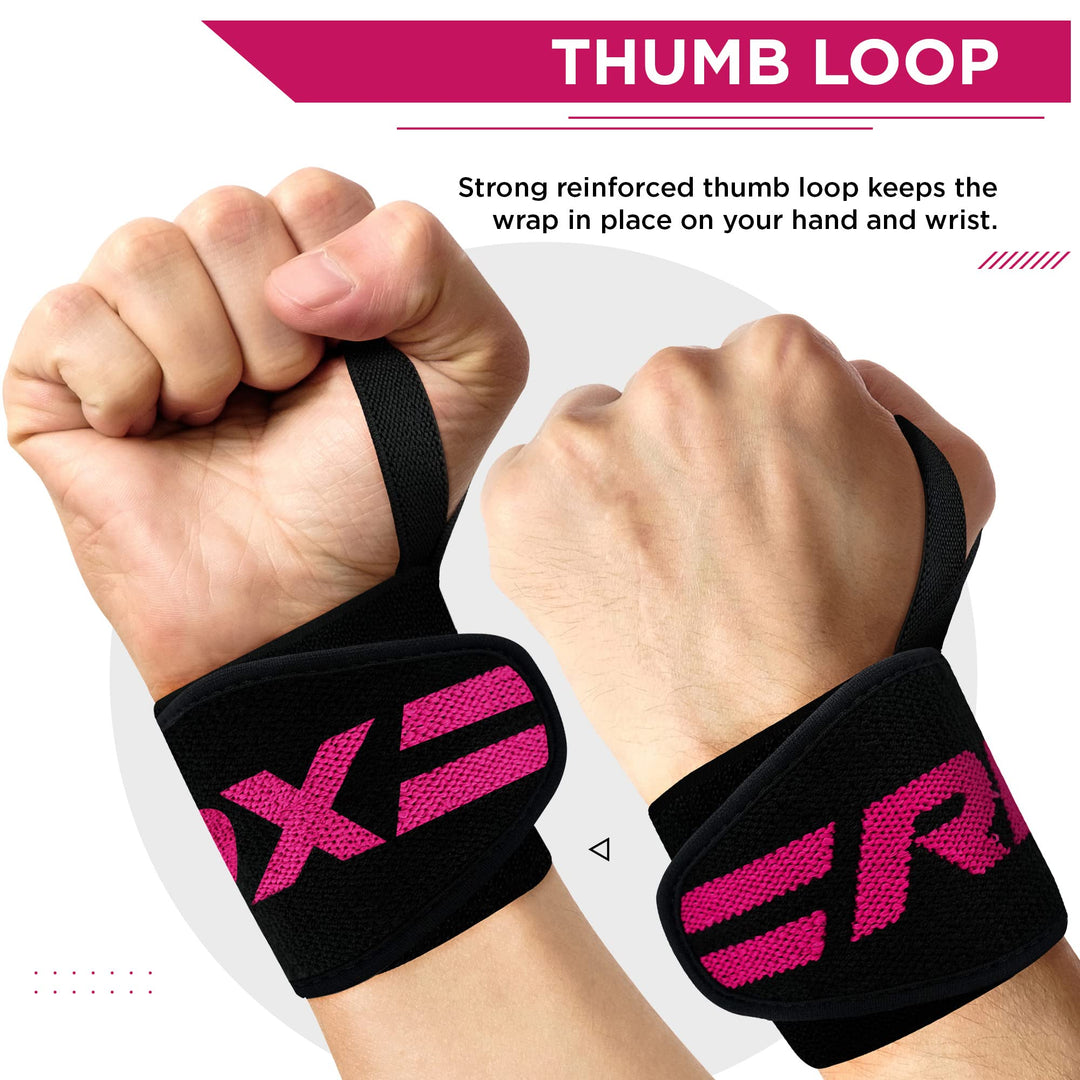 RDX Wrist Wraps for Weightlifting (Pair), IPL USPA Approved, Elasticated 18” Cotton Straps Support with Thumb Loop, Gym Wrap for Weight Lifting Powerlifting Competition Strength Training Bodybuilding