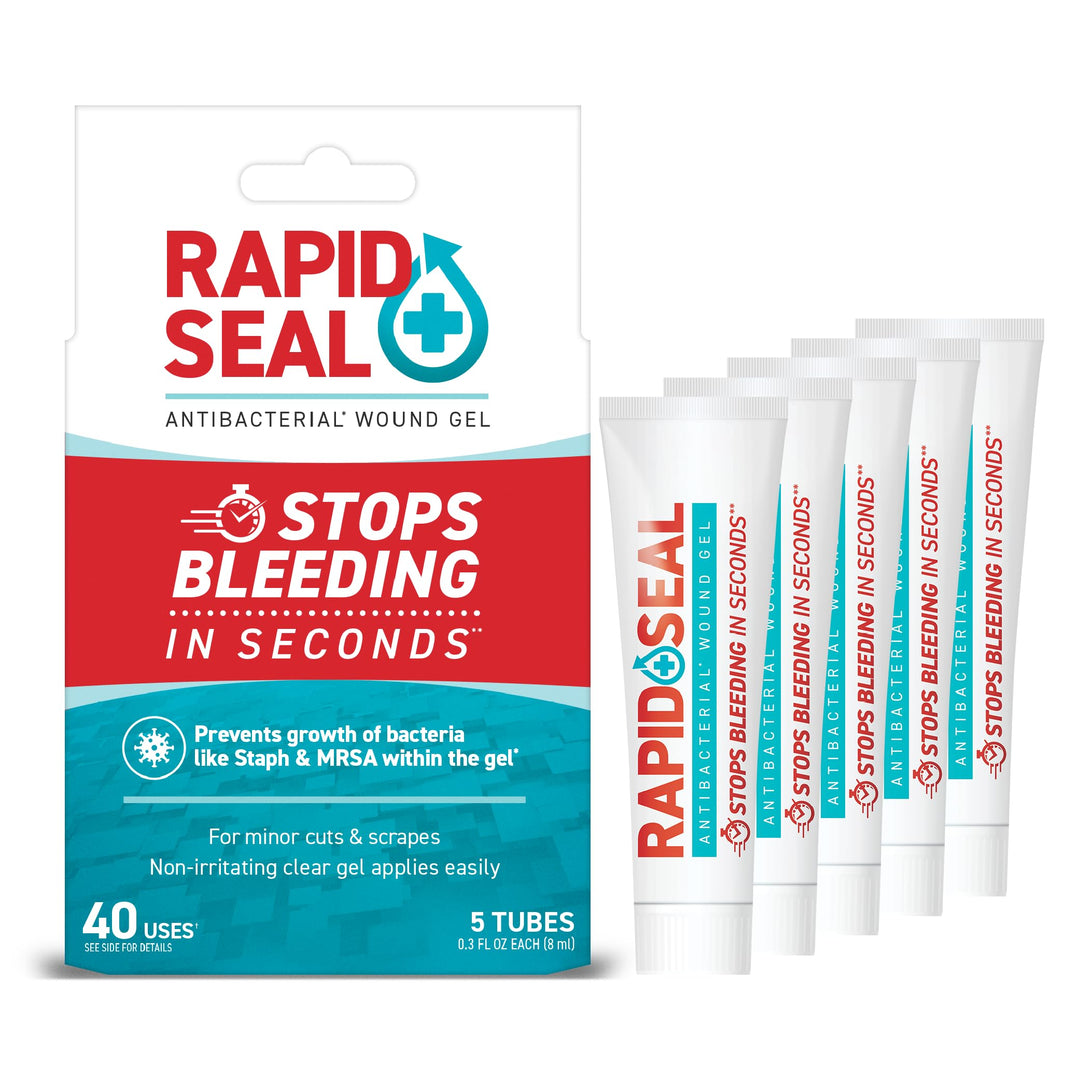 Rapid-Seal Wound Gel 0.3oz (5 Tubes) | Stops Bleeding in Seconds, for Minor Cuts, Scrapes & Razor Nicks