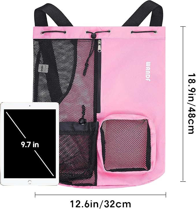 WANDF Swim Bag Mesh Drawstring Backpack with Wet Pocket for Swimming, Gym, and Workout Gear