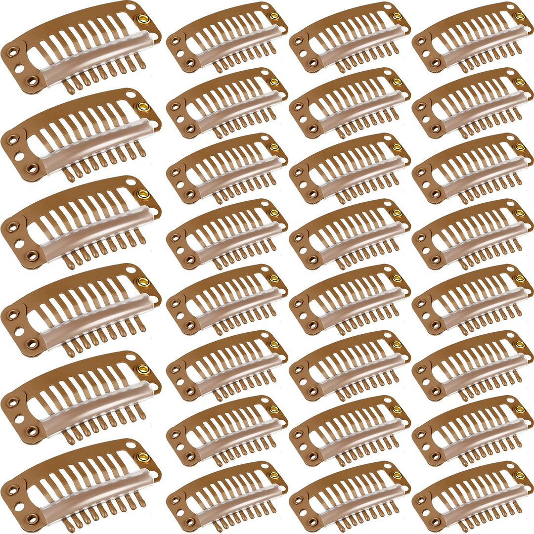 Willbond 30 Pieces 32 Mm 9-Teeth Hair Extension Clips (Light Brown) For Women Hair Extensions Diy