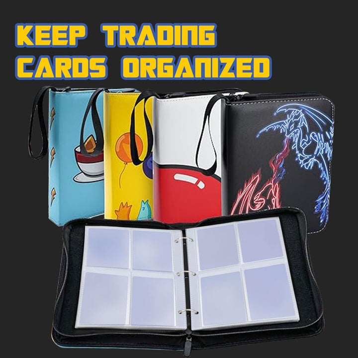 CLOVERCAT 4 Pocket Trading Card Binder Parent (4 Pocket, 400 Cards, Cartoon Dragon, Black)