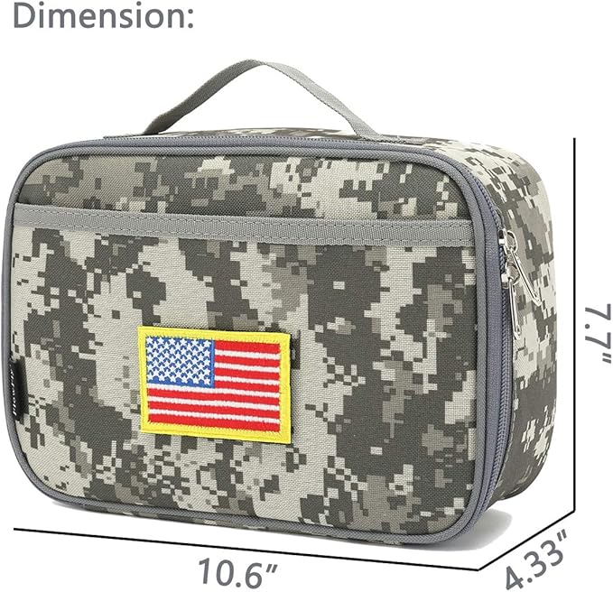 FlowFly Kids Lunch box Insulated Soft Bag Mini Cooler Back to School Thermal Meal Tote Kit for Girls, Boys, Free USA Flag Patch Included